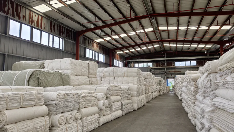 Neatly stored greige-fabric warehouse