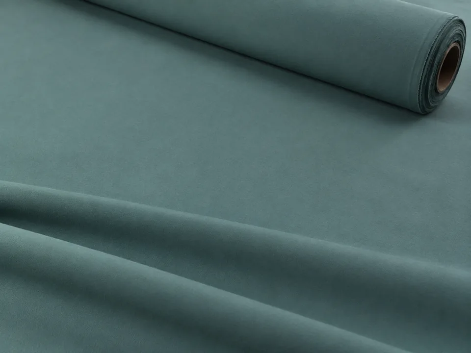 Mineral-teal microfiber solid-dyed brushed polyester fabric