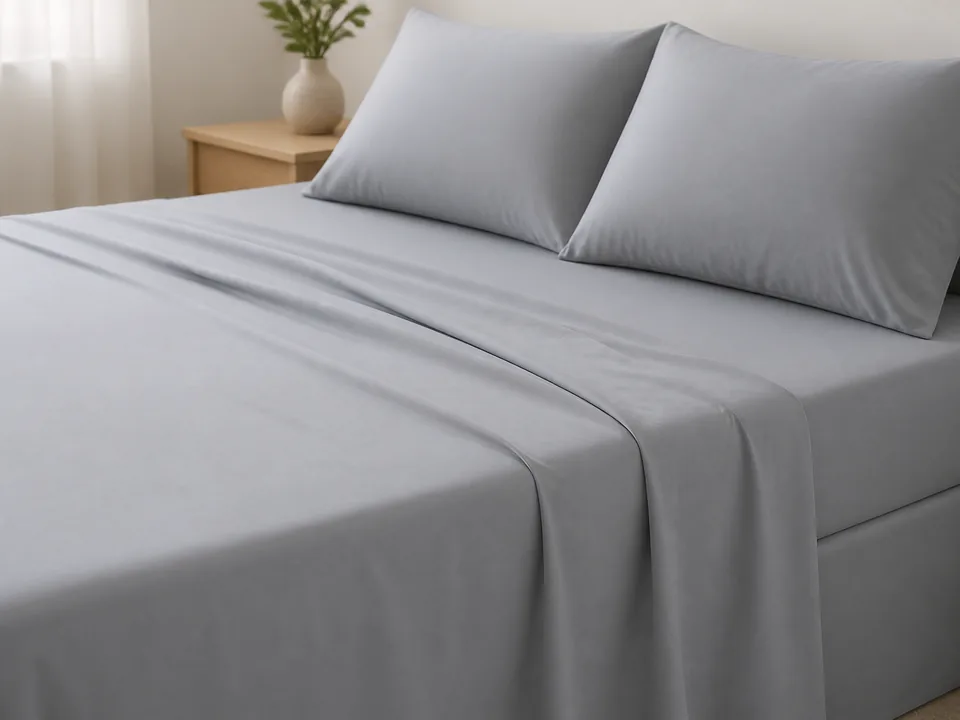 Cloud-gray lightweight brushed bedsheet fabric bedding application