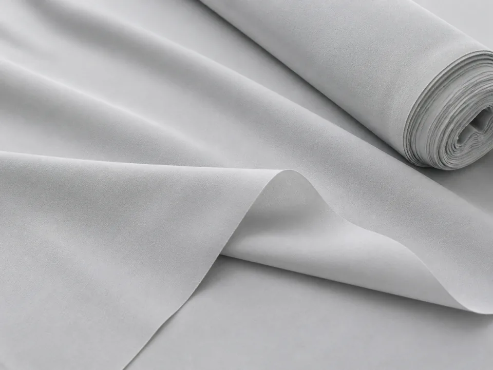 Pearl-grey lightweight polyester peach-skin fabric