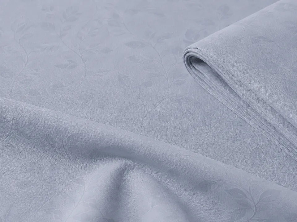 Mist-blue vine-pattern polyester brushed jacquard fabric