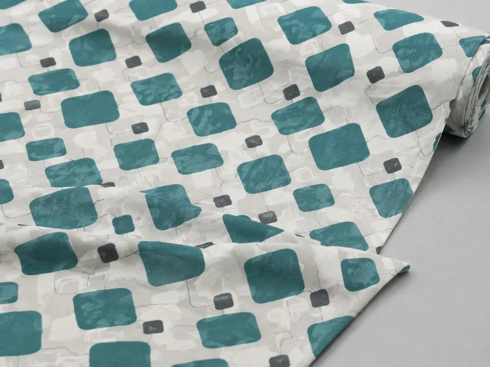 Teal rounded-square nano-printed brushed polyester fabric
