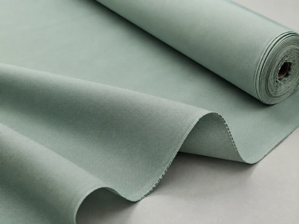 Sea-glass green recycled-polyester brushed fabric