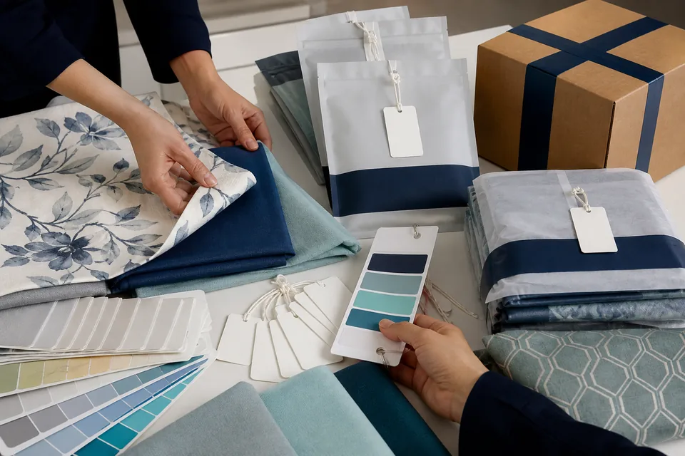 Polyester home-textile sample selection and dispatch preparation