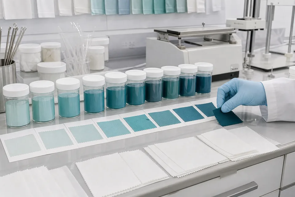 Polyester fabric lab-dip sampling and shade development